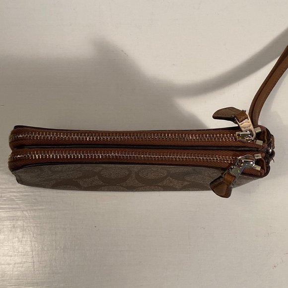 Coach Signature Coated Logo Double Zip Wallet Wristlet - Picture 5 of 8
